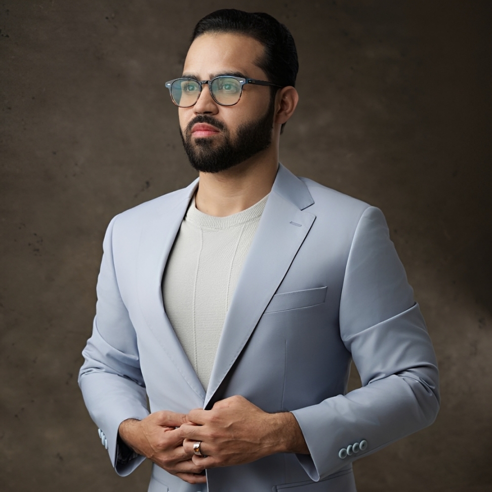 Retrato de Douglas Alcântara, psicólogo, em traje social